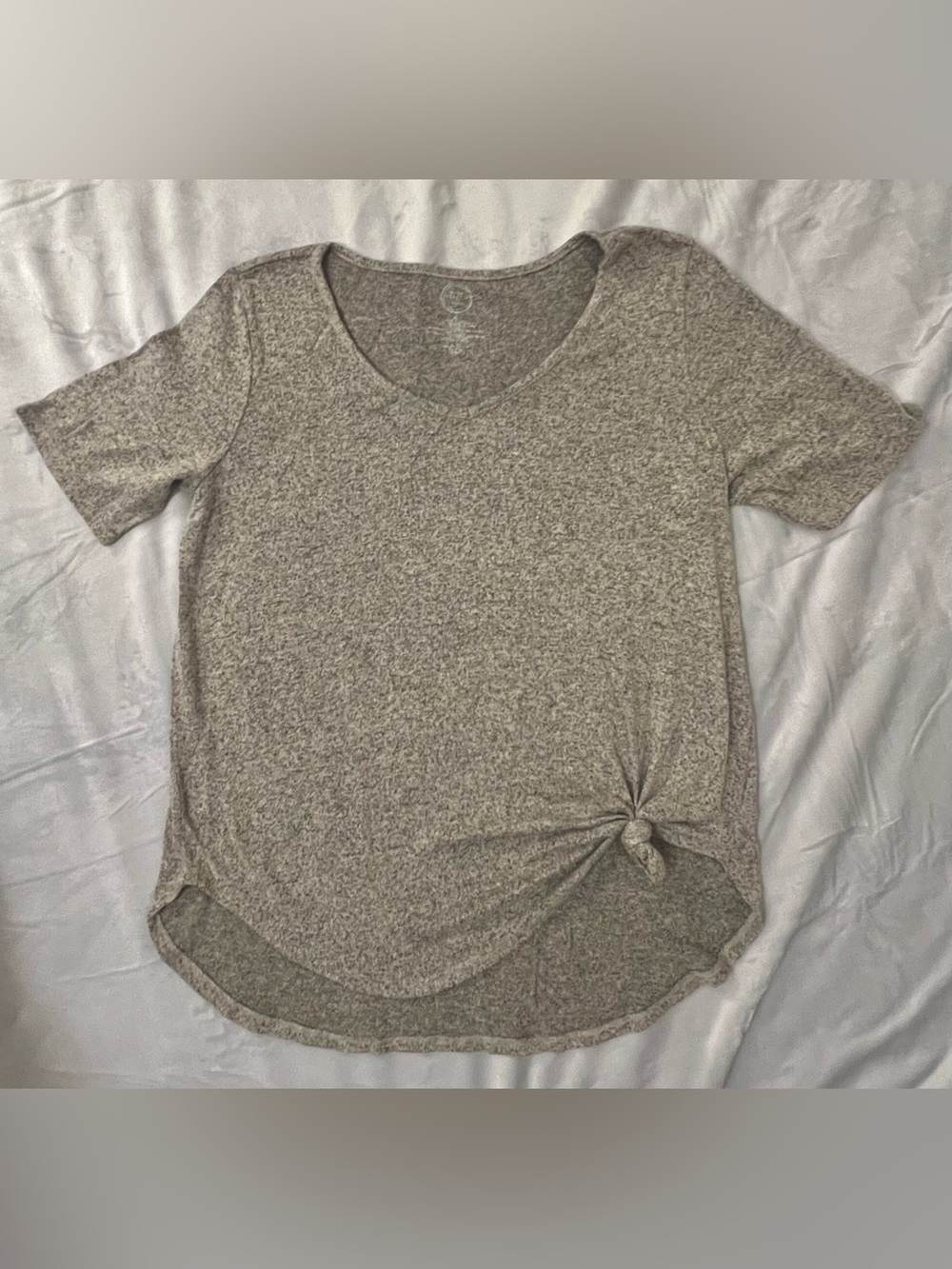 24/7 Maurices Gray Front Tie Knot Shirt Blouse T-Shirt Stretchy Women's XL